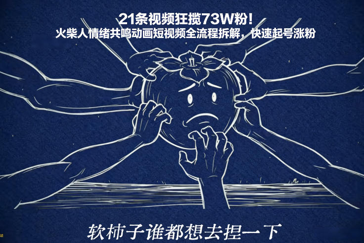 21条视频狂揽73W粉！火柴人情绪共鸣动画短视频全流程拆解，快速起号涨粉-chywc
