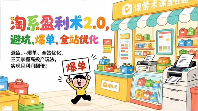 淘系盈利术2.0，避坑、爆单、全站优化，三天掌握高投产玩法，实现月利润翻倍！-chywc