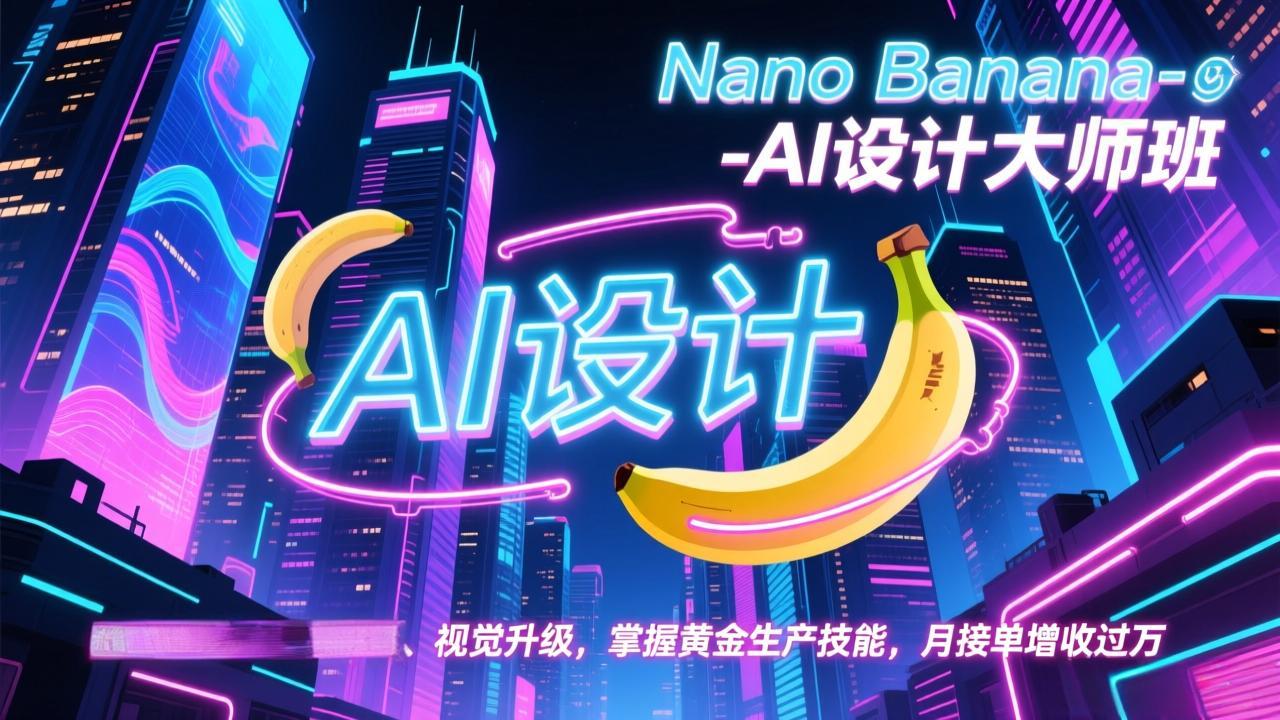Nano Banana-AI设计大师班，修图合成、广告创作、视觉升级，掌握黄金生产技能，月接单增收过万-chywc