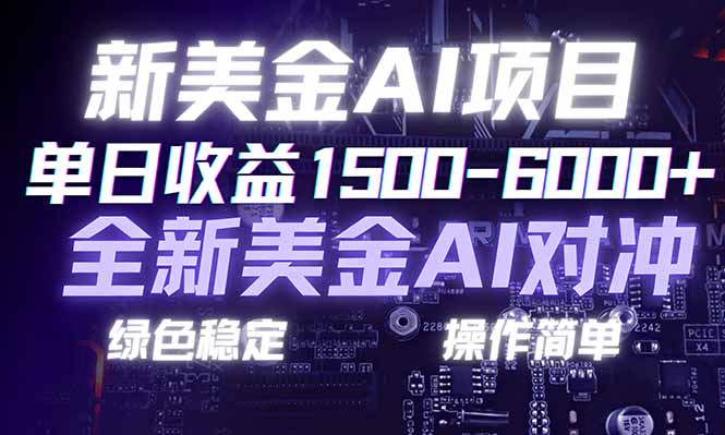 日赚1500-6000+，新美金 AI 对冲项目，合规稳定，小白易上手，创业副业优选，可复制放大-chywc