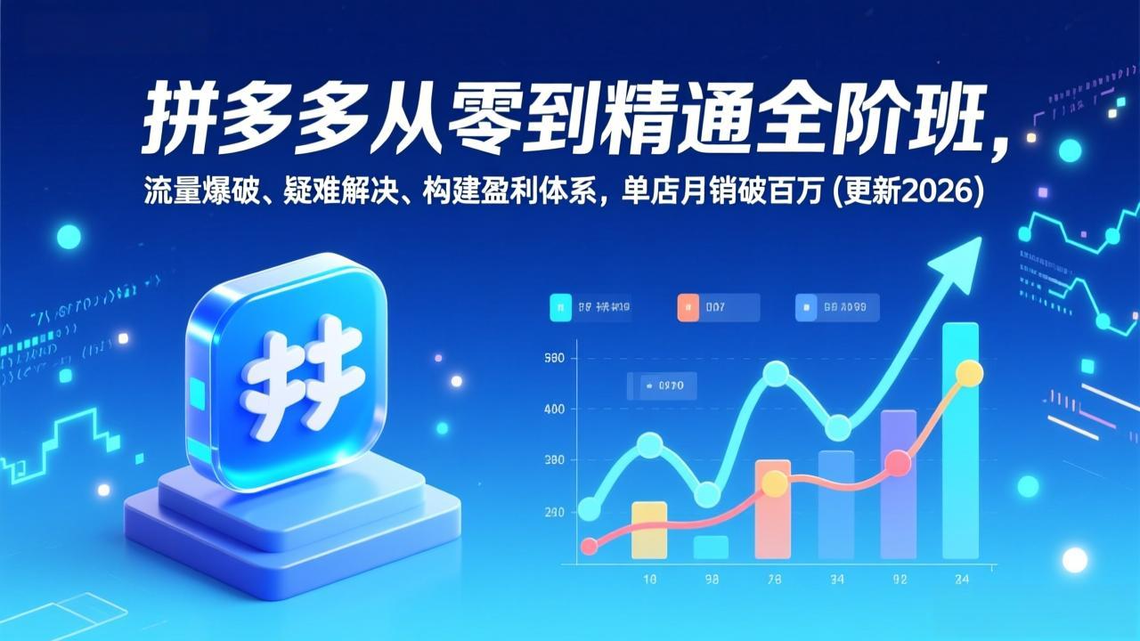 拼多多从零到精通全阶班，流量爆破、疑难解决，构建盈利体系，单店月销破百万(更新2026-chywc