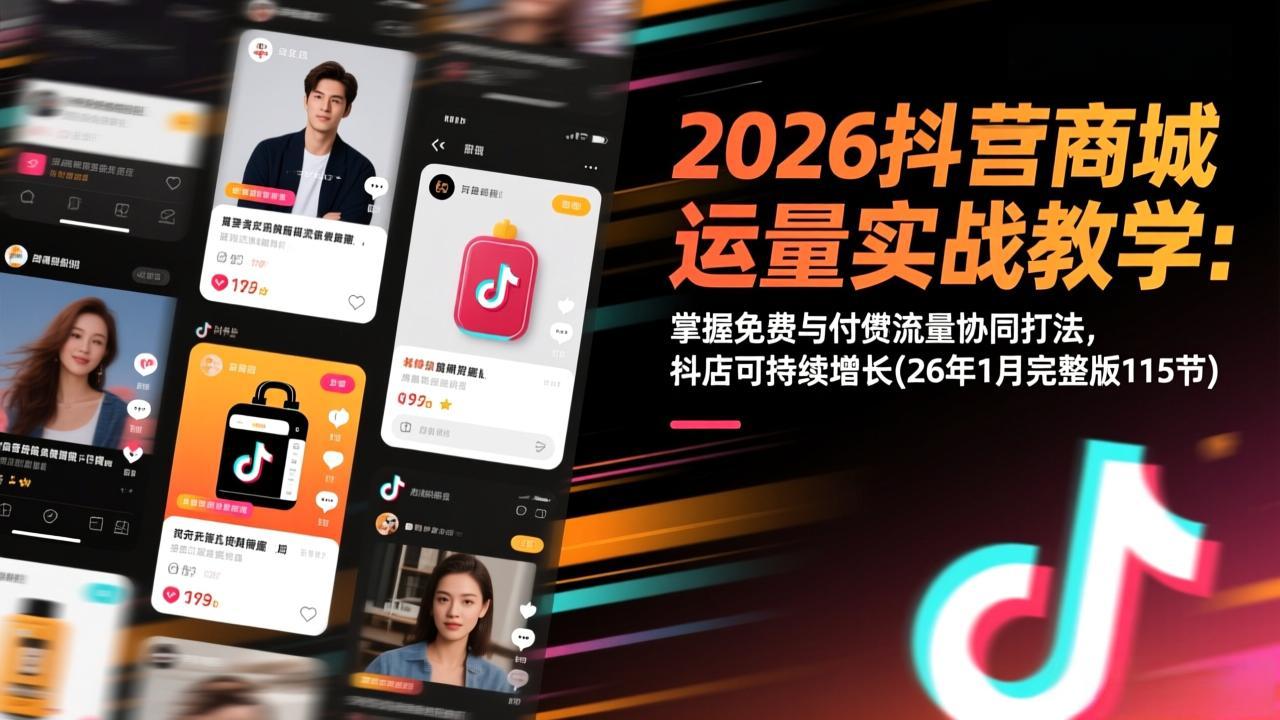 2026抖音商城运营实战教学：掌握免费与付费流量协同打法，抖店可持续增长(26年1月完整版115节-chywc