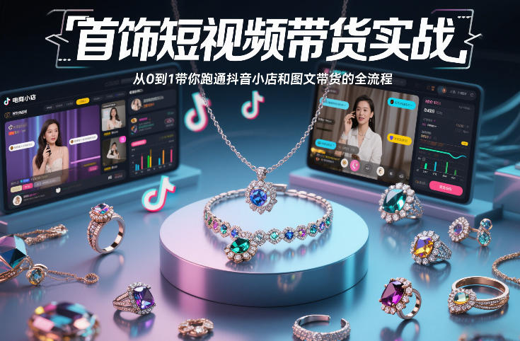首饰短视频带货实战，从0到1带你跑通抖音小店和图文带货的全流程-chywc