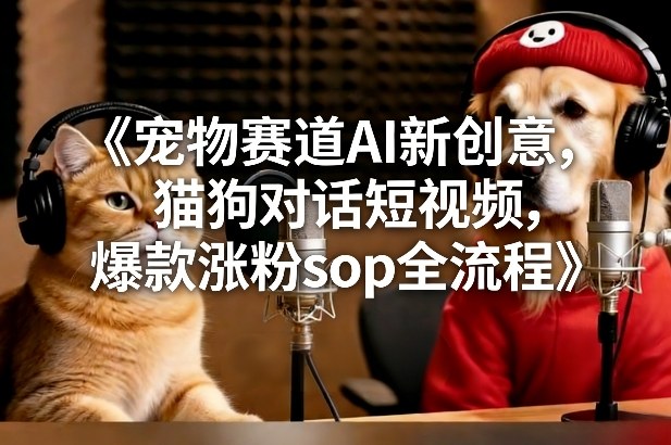 宠物赛道AI新创意，猫狗对话短视频，爆款涨粉sop全流程-chywc