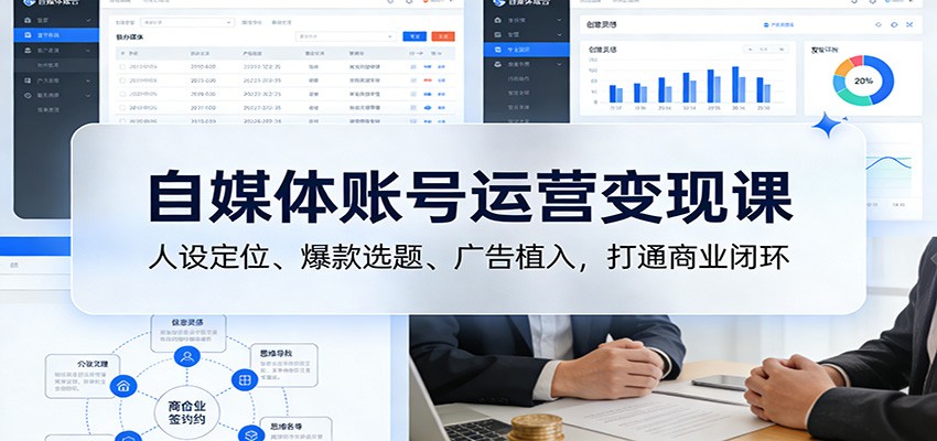 自媒体账号运营变现课：人设定位、爆款选题、广告植入，打通商业闭环-chywc