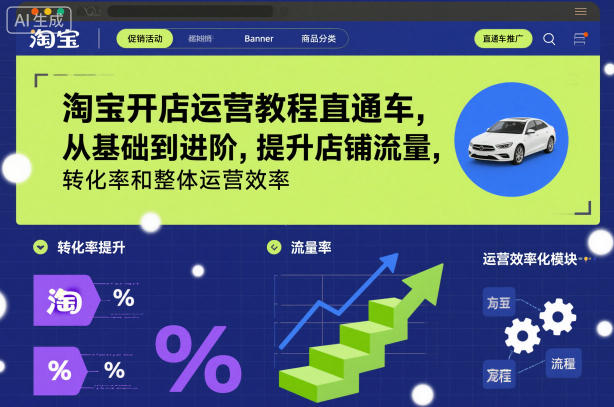 淘宝开店运营教程直通车，从基础到进阶，提升店铺流量，转化率和整体运营效率(更新26年1月)-chywc