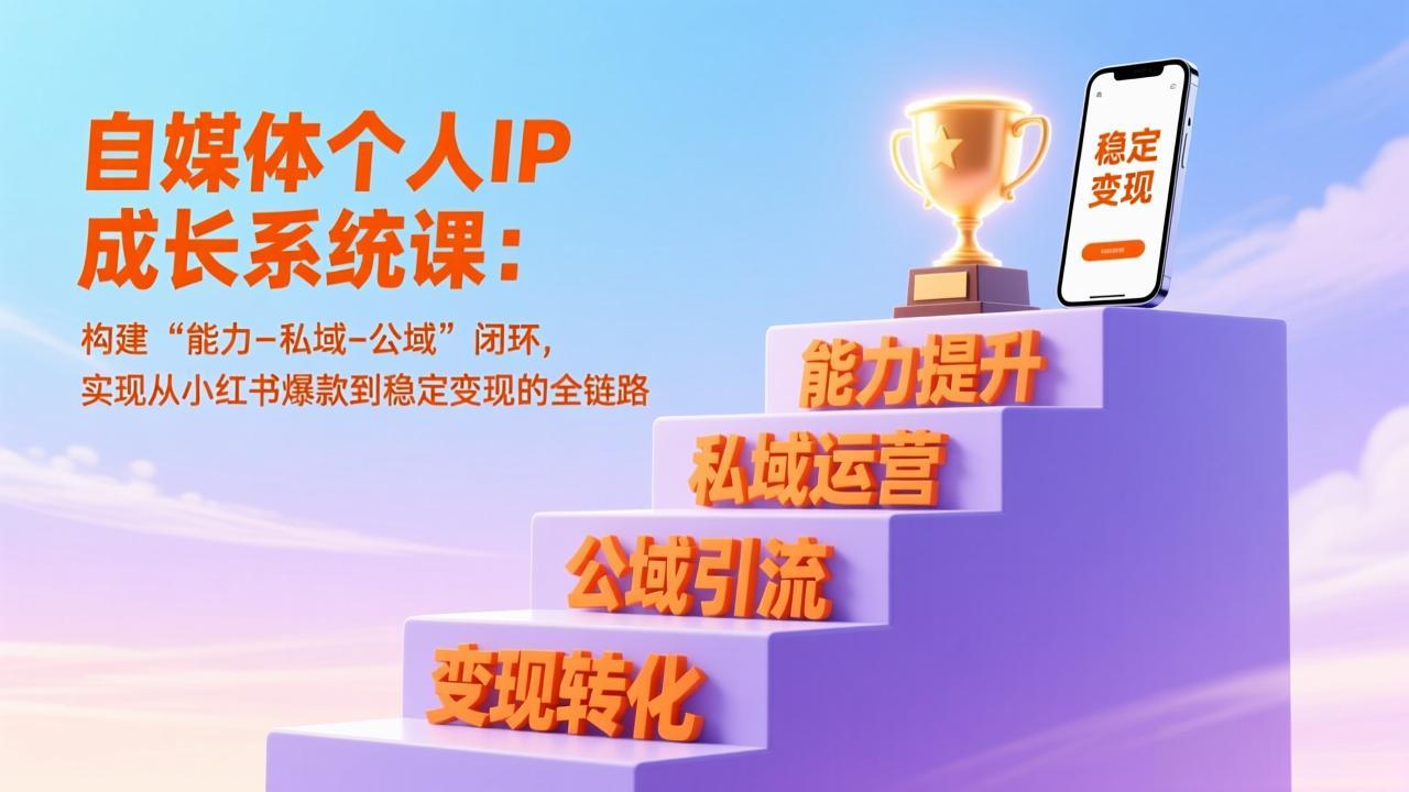 自媒体个人IP成长系统课：构建“能力-私域-公域”闭环，实现从小红书爆款到稳定变现的全链路-chywc