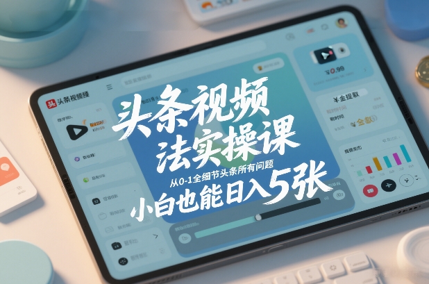 头条视频玩法实操课，从0-1全细节头条所有问题，小白也能日入5张-chywc