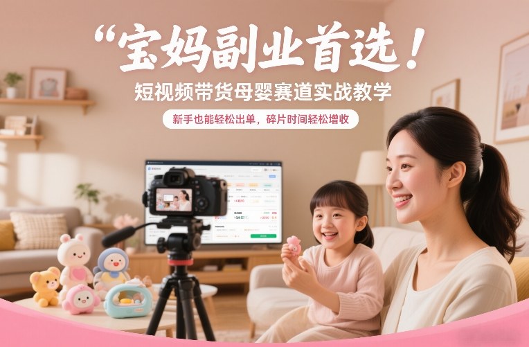 宝妈副业首选！短视频带货母婴赛道实战教学，新手也能轻松出单，碎片时间轻松增收-chywc
