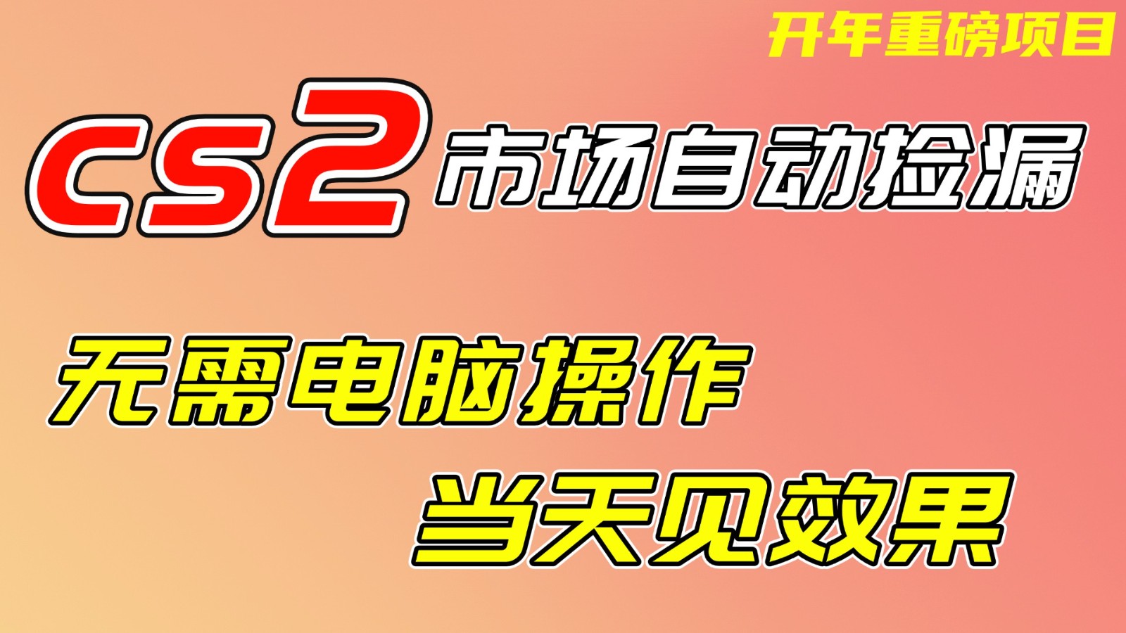 CS2市场挂机项，无需电脑操作，无需进入游戏，当天见效果，支持任何形式验证-chywc