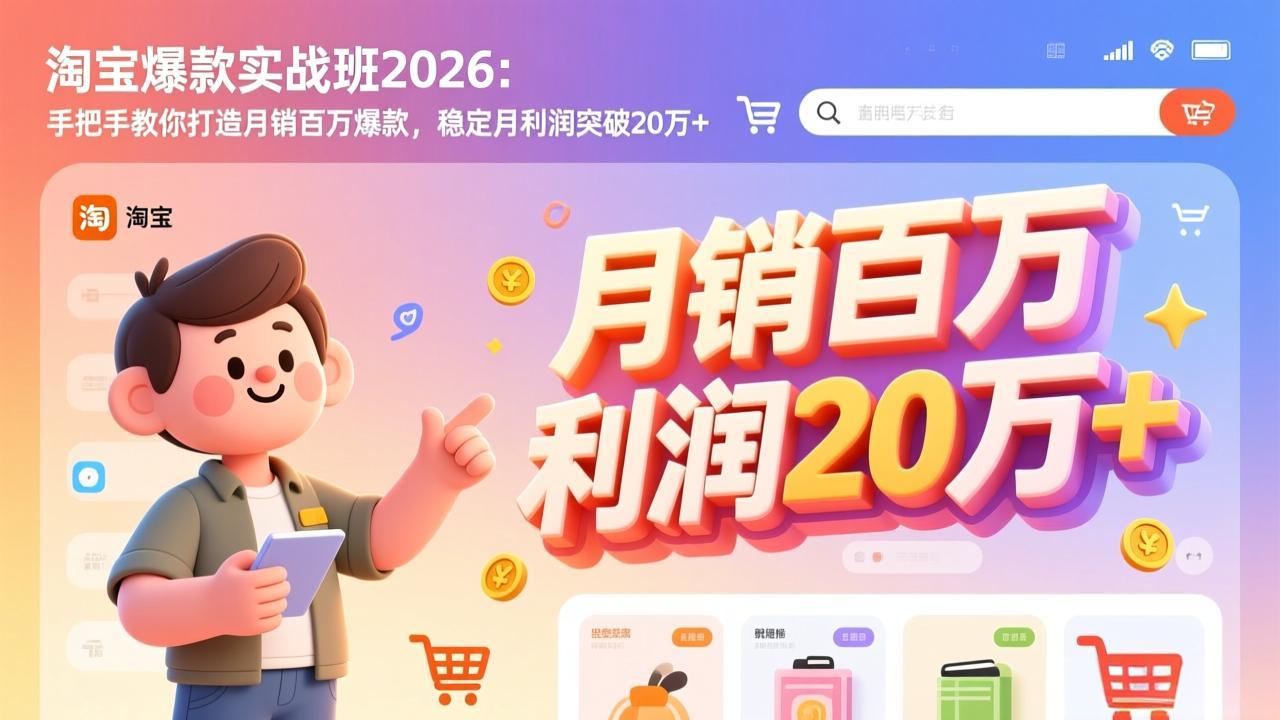 淘宝爆款实战班2026：手把手教你打造月销百万爆款，稳定月利润突破20万+-chywc