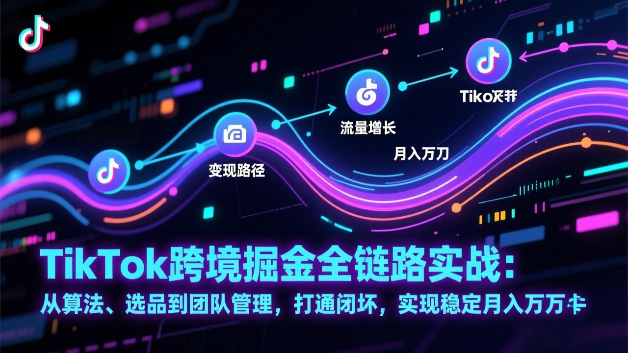 TikTok跨境掘金全链路实战：从算法、选品到团队管理，打通闭环，实现稳定月入万刀-chywc