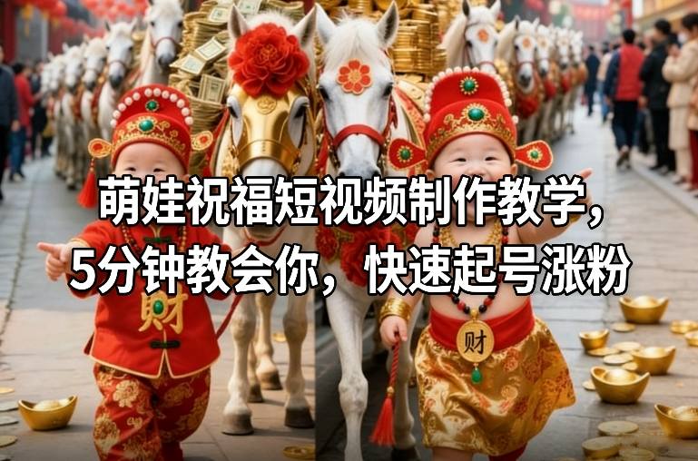 萌娃祝福短视频制作教学，5分钟教会你，快速起号涨粉-chywc