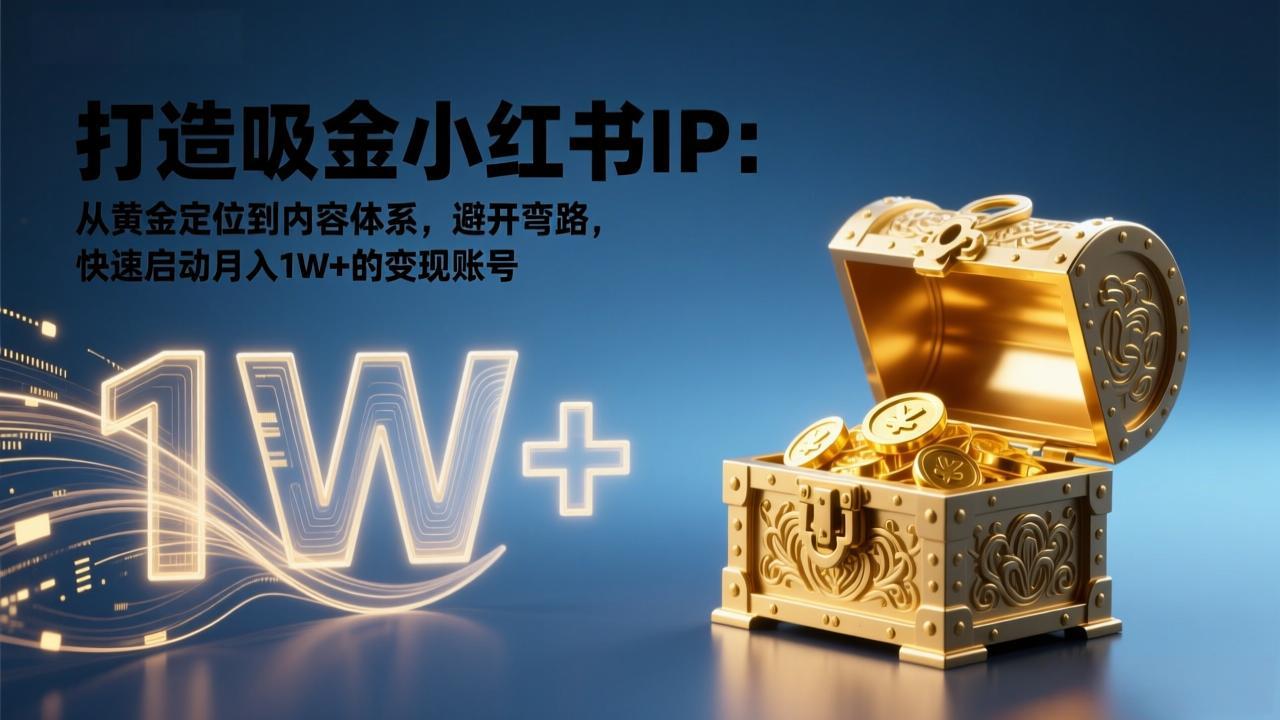 打造吸金小红书IP：从黄金定位到内容体系，避开弯路，快速启动月入1W+的变现账号-chywc