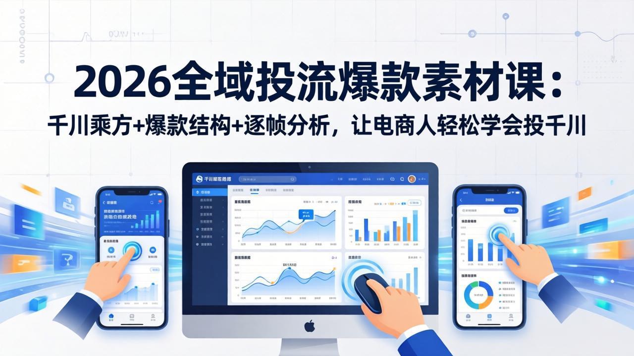 2026全域投流爆款素材课：千川乘方+爆款结构+逐帧分析，让电商人轻松学会投千川-chywc