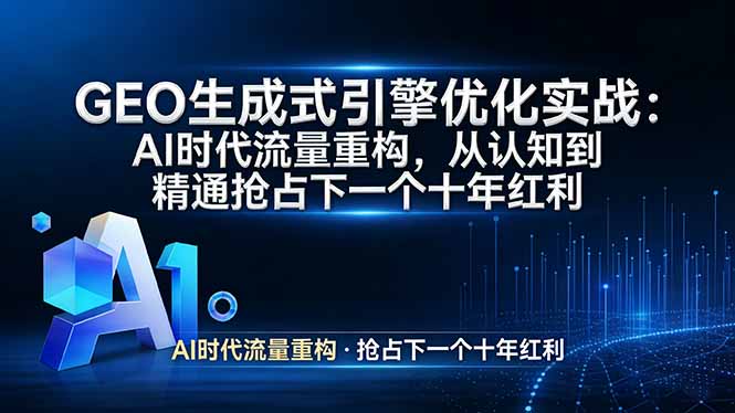 GEO 生成式引擎优化实战：AI时代流量重构，从认知到精通抢占下一个十年红利-chywc
