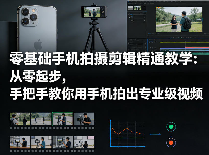 零基础手机拍摄剪辑精通教学：从零起步，手把手教你用手机拍出专业级视频-chywc