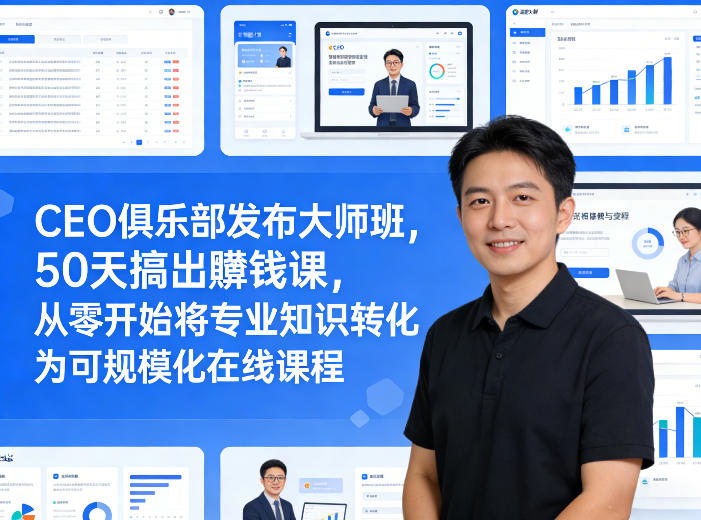 CEO俱乐部发布大师班，50天搞出賺钱课，从零开始将专业知识转化为可规模化在线课程-chywc