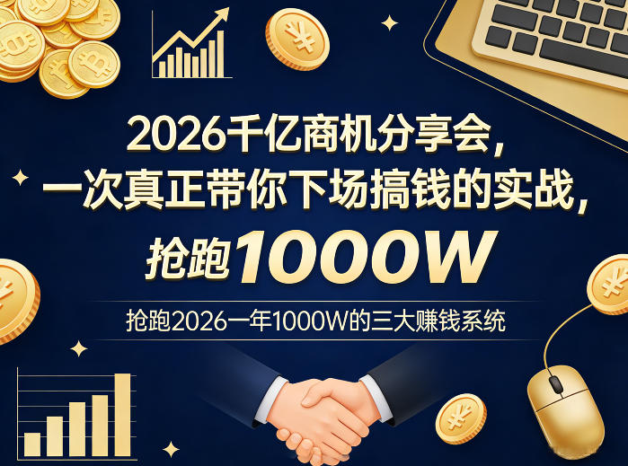 2026千亿商机分享会，一次真正带你下场搞钱的实战，抢跑2026一年1000W的三大賺钱系统-chywc