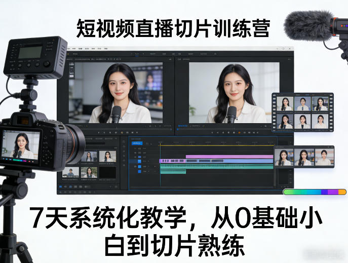 短视频直播切片训练营，7天系统化教学，从0基础小白到切片熟练-chywc