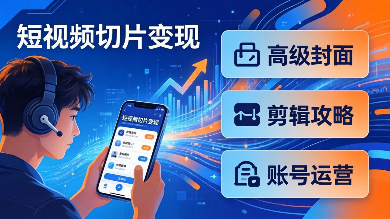 短视频切片变现速成班2.0：高级封面+剪辑攻略+账号运营，0基础小白快速入局副业-chywc