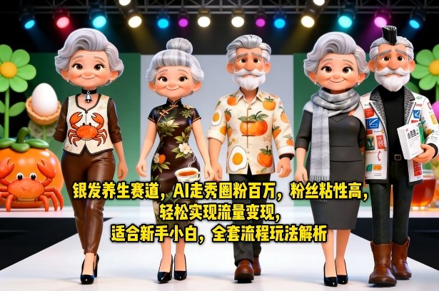 银发养生赛道，AI走秀圈粉百万，粉丝粘性高，轻松实现流量变现，适合新手小白，全套流程玩法解析-chywc