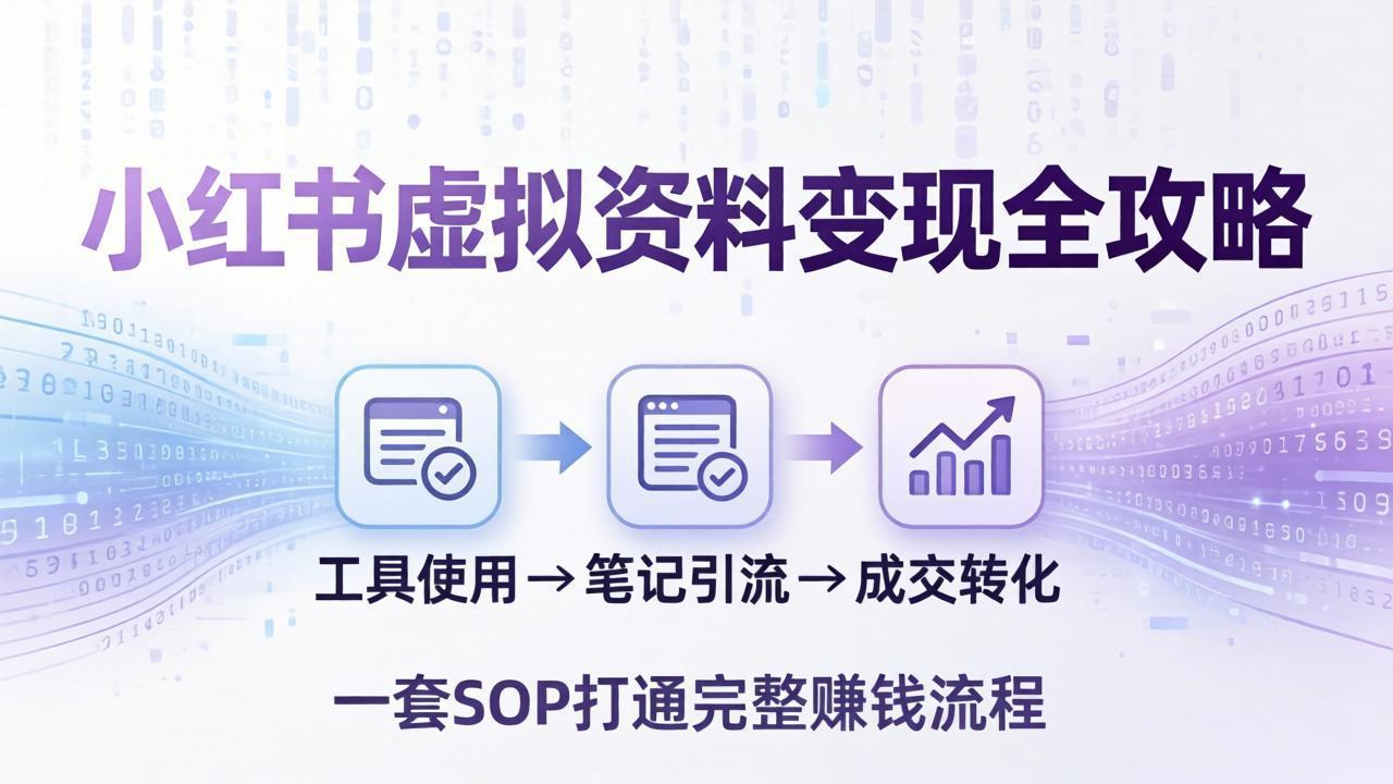 小红书虚拟资料变现全攻略：从工具使用到笔记引流成交，一套 SOP 打通完整赚钱流程-chywc