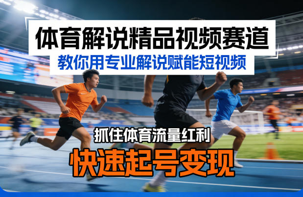 体育解说精品视频赛道，教你用专业解说赋能短视频，抓住体育流量红利，快速起号变现-chywc