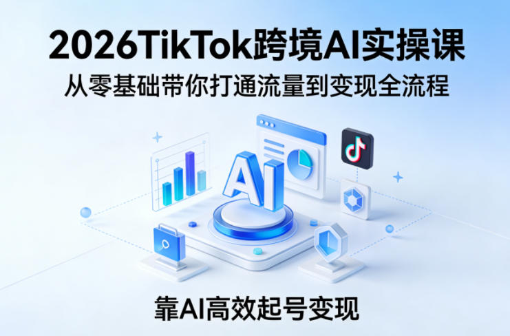 2026TikTok跨境AI实操课，从零基础带你打通流量到变现全流程，靠AI高效起号变现-chywc