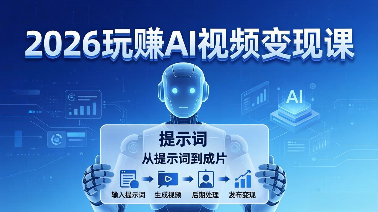 2026玩赚AI视频变现课：掌握 AI 视频全流程技能，从提示词到成片高效产出-chywc