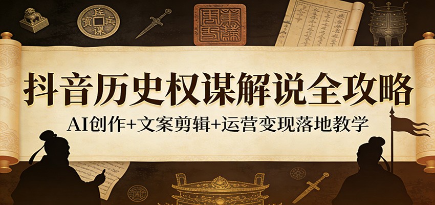 抖音历史权谋解说全攻略：AI创作+文案剪辑+运营变现落地教学-chywc