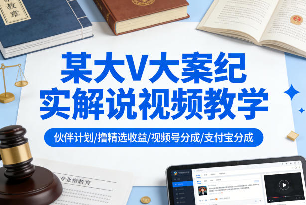 某大V大案纪实解说视频教学，可做伙伴计划、撸精选收益，视频号和支付宝分成计划均可-chywc