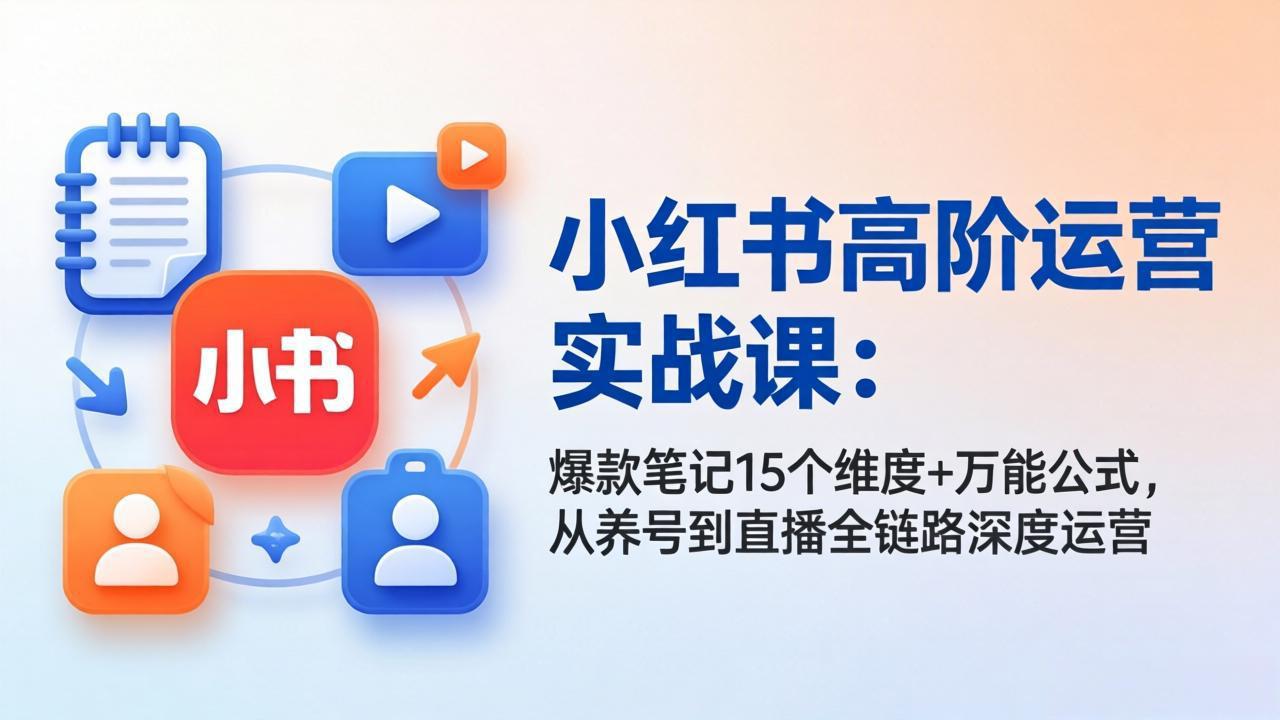 小红书高阶运营实战课：爆款笔记15个维度+万能公式，从养号到直播全链路深度运营-chywc