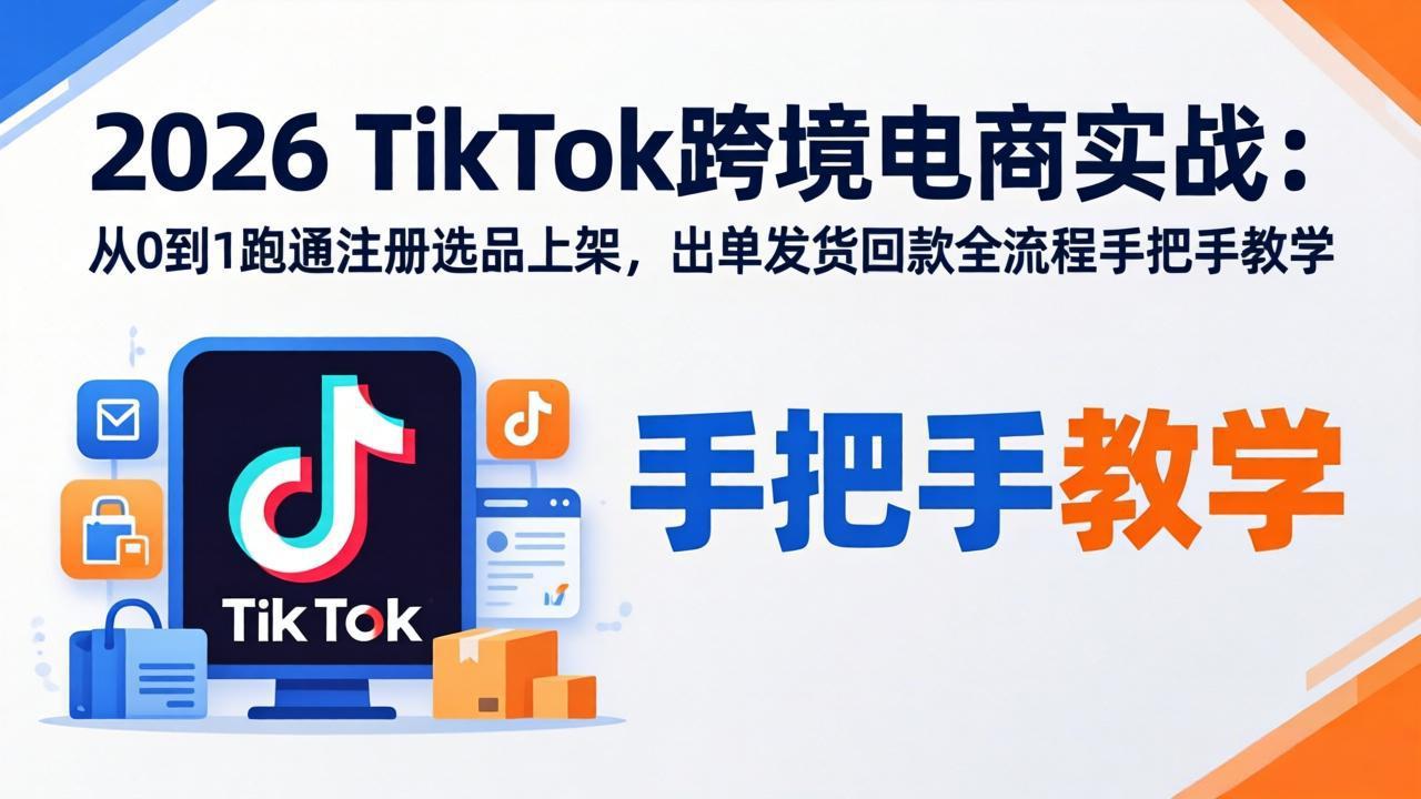 2026TikTok跨境电商实战：从0到1跑通注册选品上架，出单发货回款全流程手把手教学-chywc