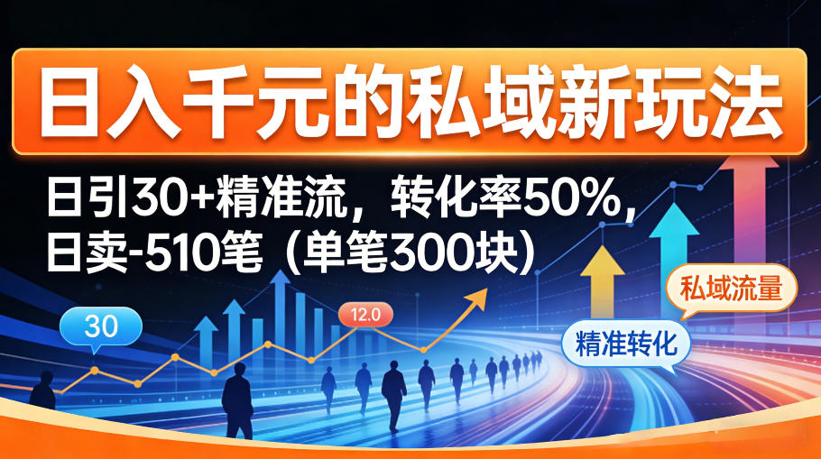 日入千米的私域新玩法：日引30＋精准流，转化率50%，日卖5-10笔(单笔300米)-chywc