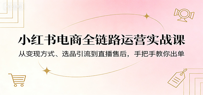 小红书电商全链路运营实战课：从变现方式、选品引流到直播售后，手把手教你出单-chywc