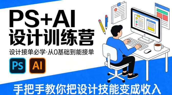 设计接单必学，PS+AI设计训练营，从0基础到能接单，手把手教你把设计技能变成收入-chywc