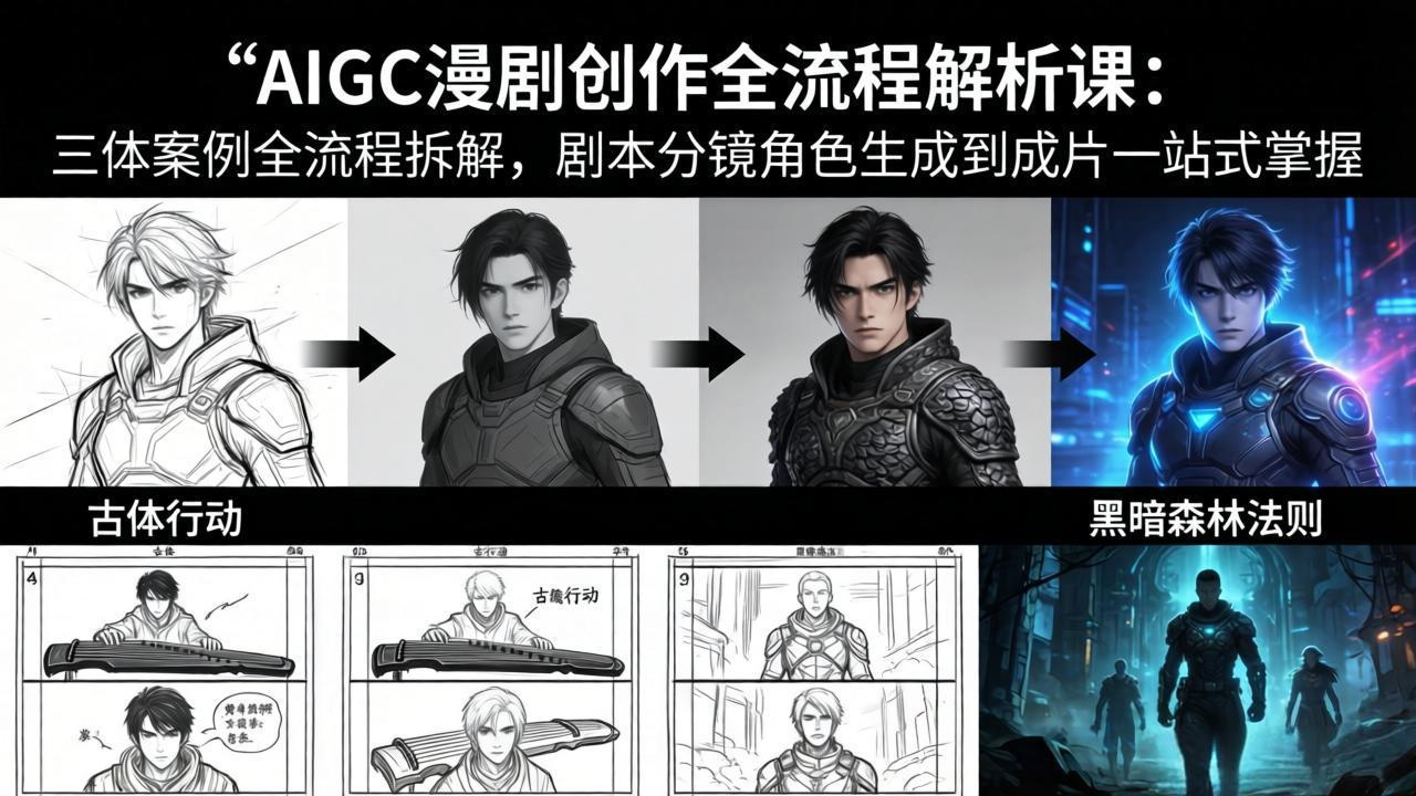 AIGC漫剧创作全流程解析课：三体案例全流程拆解，剧本分镜角色生成到成片一站式掌握-chywc