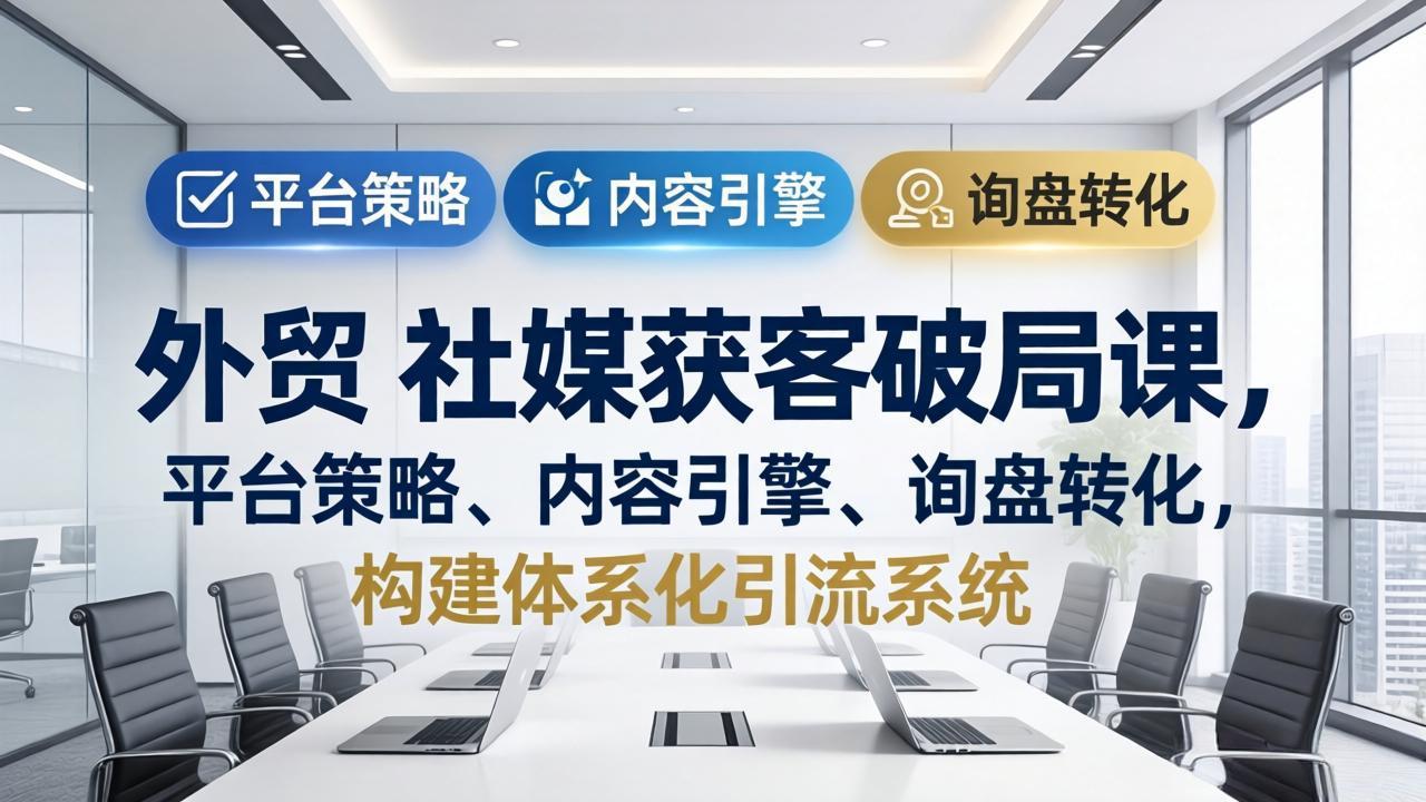 外贸 社媒获客破局课，平台策略、内容引擎、询盘转化，构建体系化引流系统(更新26年3月-chywc