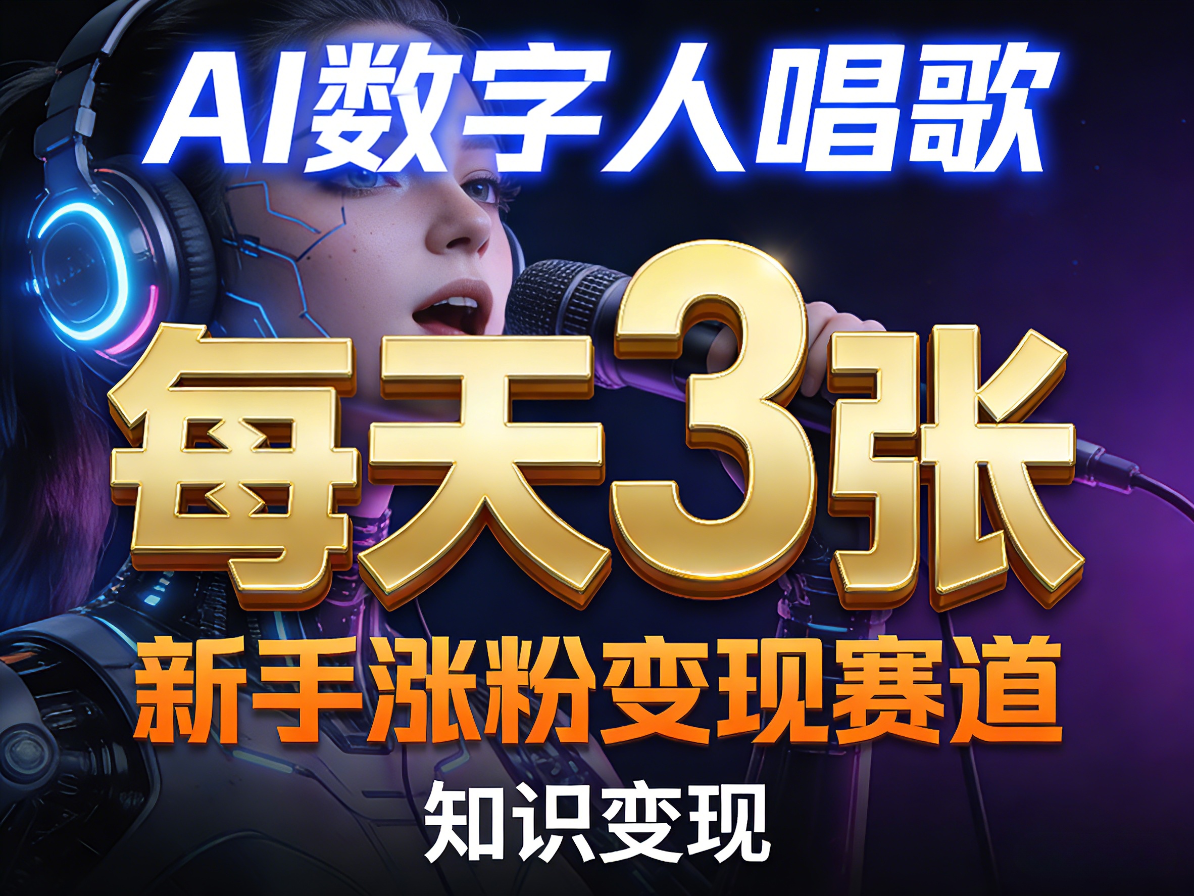 AI数字人唱歌，新手涨粉变现赛道，每天3张和知识付费，副业必备-chywc