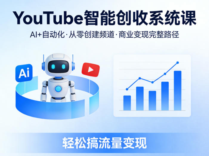 YouTube智能创收系统课，AI+自动化，从零创建YouTube频道并实现商业变现的完整路径，轻松搞流量变现-chywc