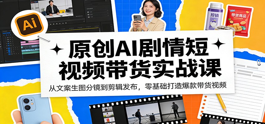 原创AI剧情短视频带货实战课：从文案生图分镜到剪辑发布，零基础打造爆款带货视频-chywc