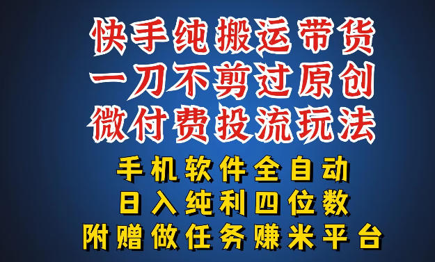最新黑科技快手搬运带货方法，手机就能操作，轻松带你日入四位数【揭秘】-chywc