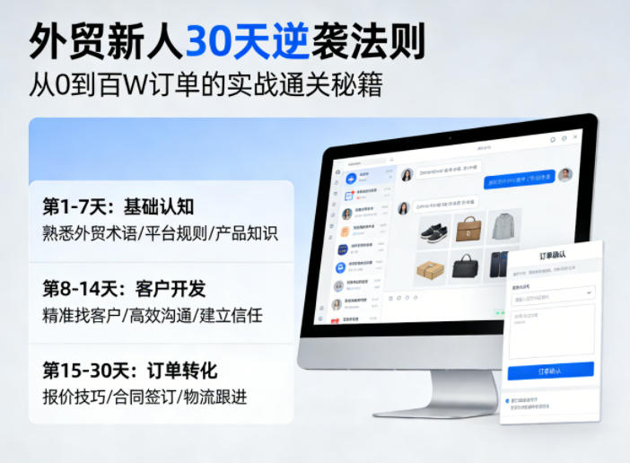 外贸新人30天逆袭法则，教你从0到百W订单的实战通关秘籍-chywc