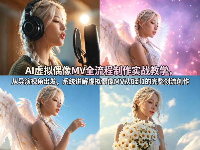 AI虚拟偶像MV全流程制作实战教学，从导演视角出发，系统讲解虚拟偶像MV从0到1的完整创作流程-chywc