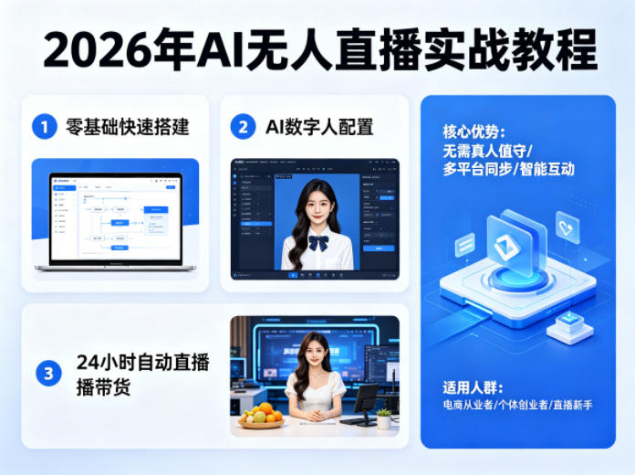 2026年AI无人直播实战教程，零基础也能快速搭建AI数字人无人直播间，实现24小时自动直播带货-chywc