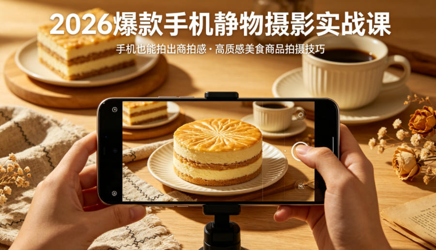 2026爆款手机静物摄影实战课，手机也能拍出商拍感，学会拍出高质感美食商品-chywc