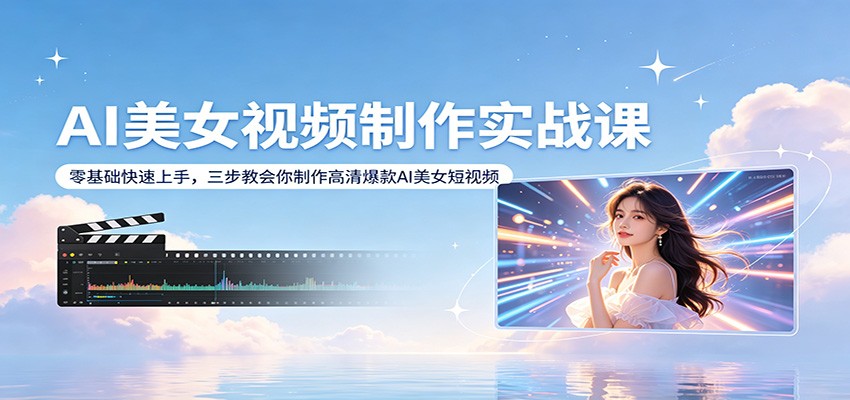 AI美女视频制作实战课：零基础快速上手，三步教会你制作高清爆款AI美女短视频-chywc