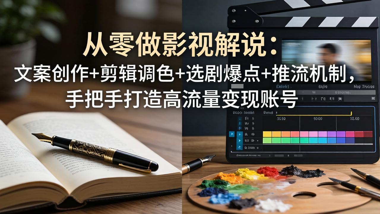 从零做影视解说：文案创作+剪辑调色+选剧爆点+推流机制，手把手打造高流量变现账号-chywc