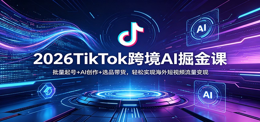 2026TikTok跨境AI掘金课：批量起号+AI创作+选品带货，轻松实现海外短视频流量变现-chywc